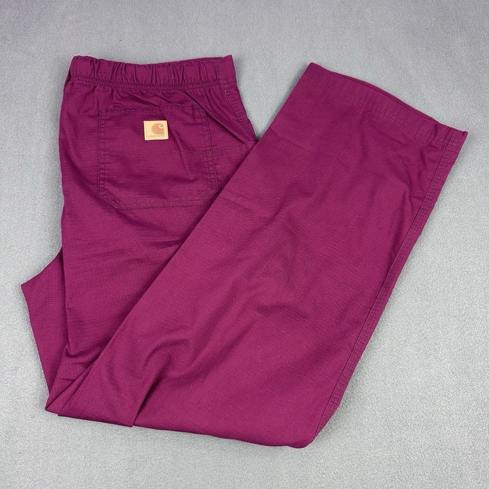 Carhartt Scrub Pants Men's L Burgundy Cargo Elastic Drawstring Medical Uniform